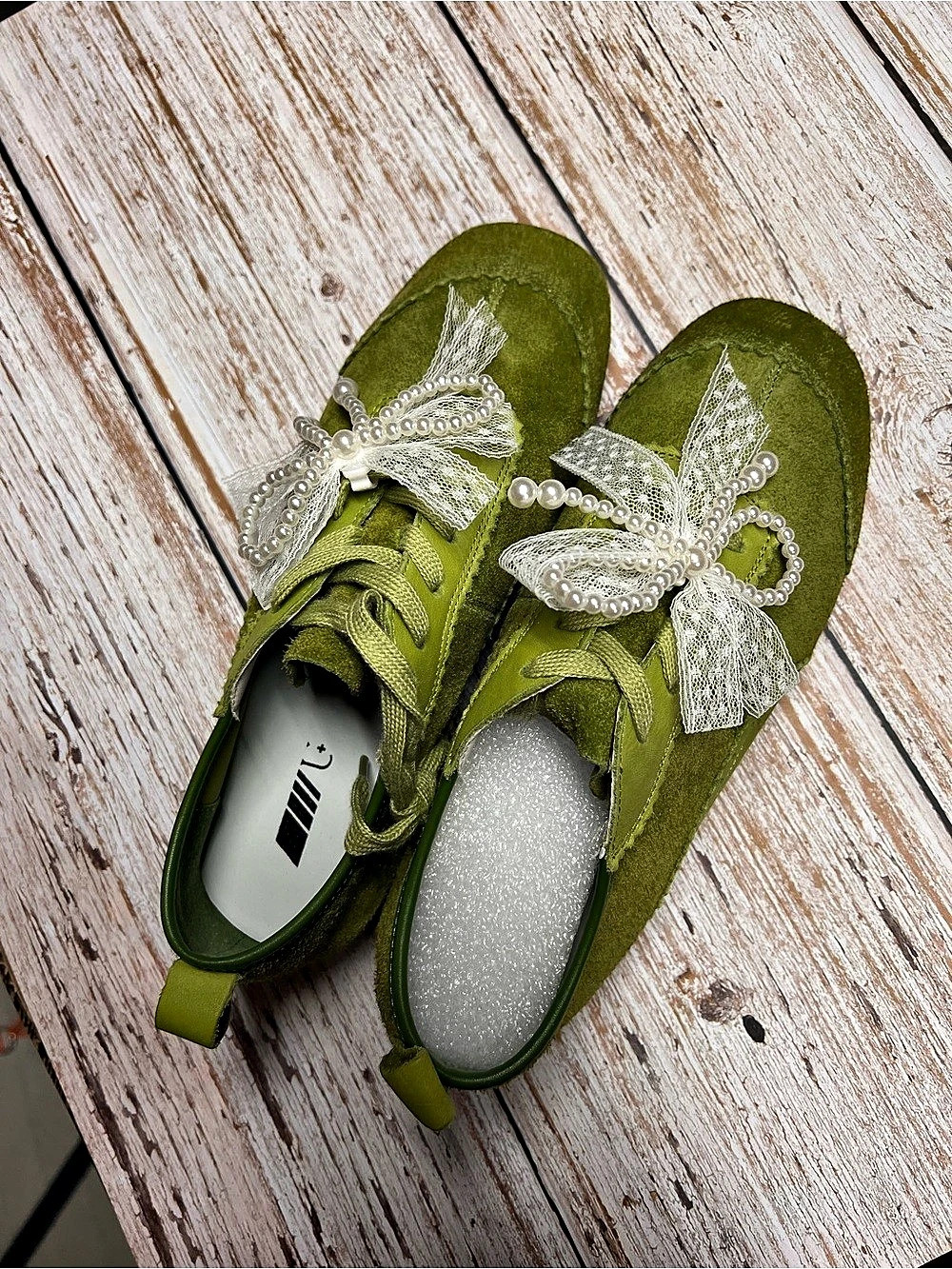 Green Butterfly Embellished Flats